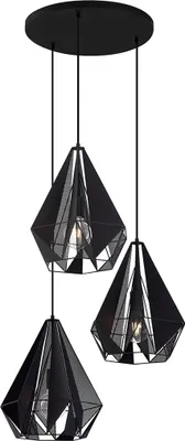 Produktbild von QAZQA - Industrie I Vintage I Industrie I Vintage I Hängelampe I Pendellampe I Pendelleuchte schwarz mit Netz 3-flammig – Karkasse I Wohnzimmer I Schlafzimmer - Stahl Rund - LED geeignet E27
