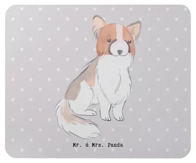 Produktbild von Mr. & Mrs. Panda Mauspad Papillon Lebensretter - Grau Pastell - Geschenk, pc, Mousepad, mausunterlage, computer, Mouse Pad, Kontinentaler Zwergspaniel