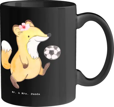 Produktbild von Mr. & Mrs. Panda Henkelpott Fussball Trainerin - Schwarz - Geschenk, Bedruckte Tasse, Leidenschaft, Fußball, Taktik, Coaching, Sportart, haferl, Kaffeetasse, Teebecher