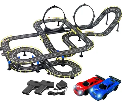 Produktbild von Slotcar Rennbahn Sets,Slotcars, Rennbahnen und Zubehoer Elektrische Renn Bahn, Elektrische Carrerabahn fuer Maedchen  Jungen im Alter von 3-12 Jahren,1480cm