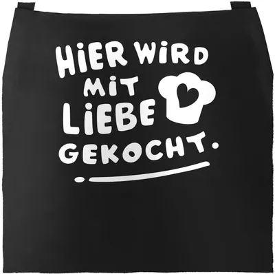 Produktbild von Kochschürze Spruch Hier wird mit Liebe gekocht Grill-Schürze Küchenschürze Baumwoll-Schürze Moonworks® schwarz unisize
