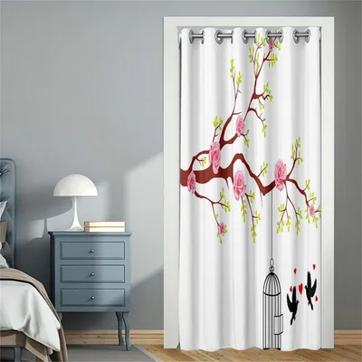 Produktbild von Verdunklungsvorhänge mit Ösen Vogelmuster 167x228cm Romantisch