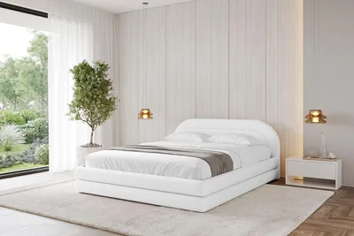 Produktbild von ALTDECOR Polsterbett mit Bettkasten - LERIS-v1 180x200 Weiß Kunstleder- Bett mit Kopfteil, Boxbett ohne Matratze, Doppelbett mit Stauraum