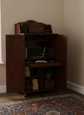 Produktbild von PC-Schrank aus massiver Kiefer Computerschrank Schreibtisch Schrank