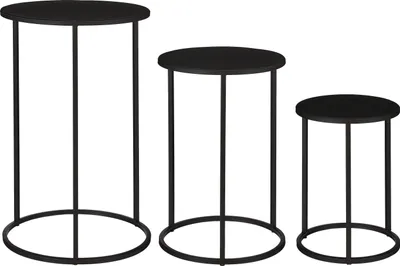 Produktbild von Mica Decorations Quinty Beistelltisch-Set - 3er-Set - H50 x Ø32 cm - Metall - Schwarz