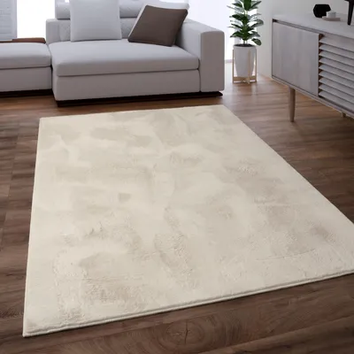 Produktbild von Teppich Wohnzimmer Kunstfell Shaggy Hochflor Waschbar In Waschmaschine Soft Uni Creme Grösse 240x340 cm