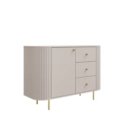 Produktbild von Kommode OWALO LP 123 × 85,4 × 42,3 cm – Modernes Sideboard mit 3 Schubladen und 1 Tür
