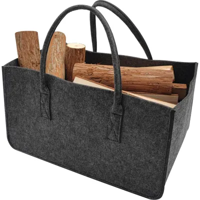 Zdjęcie produktu dla Filcowa torba na drewno opałowe, szara, 2 uchwyty do przenoszenia, 34 x 50 x 27 cm