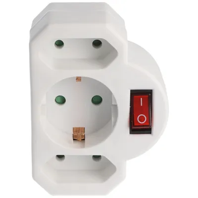 Produktbild von Multistecker 2x Euro und 1x Schutzkontakt weiß mit Schalter