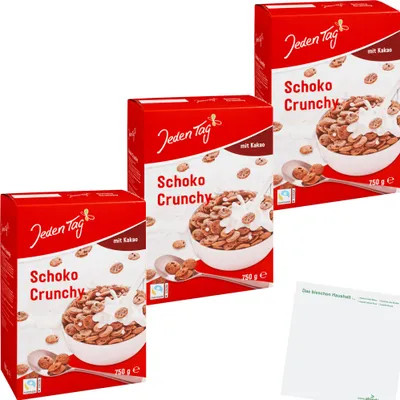 Produktbild von Jeden Tag Schoko Crunchy 3er Pack (3x750g Packung) + usy Block