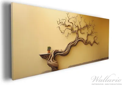 Produktbild von Wallario Premium Leinwandbild Lebensbaum Skulptur in Größe 30 x 75 cm