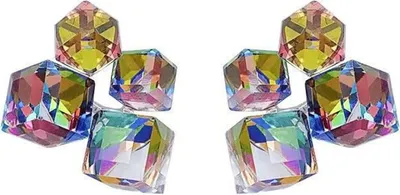 Produktbild von 1 Paar Damen Ohrstecker Geometrische dreidimensionale quadratische Kunstkristall Ohrstecker Glänzende Ohrringe Schmuck Geschenk