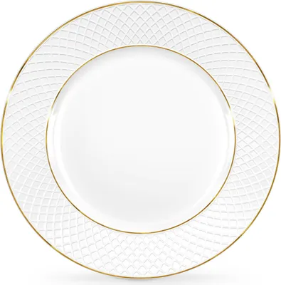 Zdjęcie produktu dla Talerz deserowy Wilmax ze złotymi liniami, płaski brzeg, 20 cm, WL-880102102/A