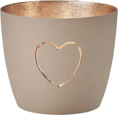 Produktbild von Giftcompany Geschenke Vertriebsgesellschaft mbH Madras Windlicht M Herz sandstone/gold 8,5cm