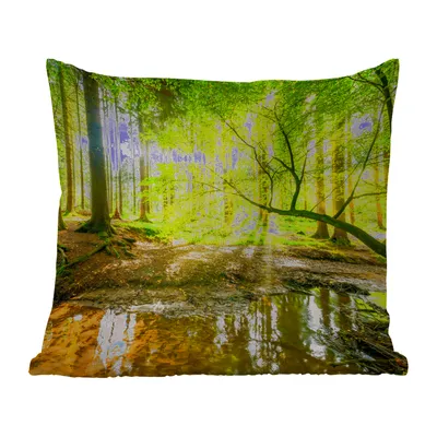 Obrázek produktu pro MuchoWow® Vnější polštář - Les - Krajina - Voda - Stromy - Slunce - Zeleň - Příroda -45x45 cm- Odolnost proti povětrnostním vlivům - polštář do