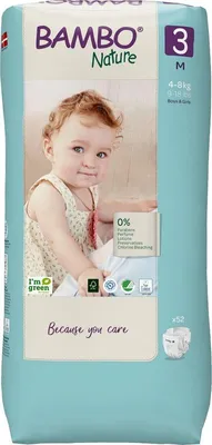Produktbild von Bambo Nature 1000019263, Junge/Mädchen, Windel mit Klebeband, 4 kg, 8 kg, Weiß, Velcro