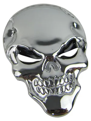 Exklusives Emblem Fahrzeug Sticker Aufkleber Metall Skull Totenkopf in Chrom – Produktansicht