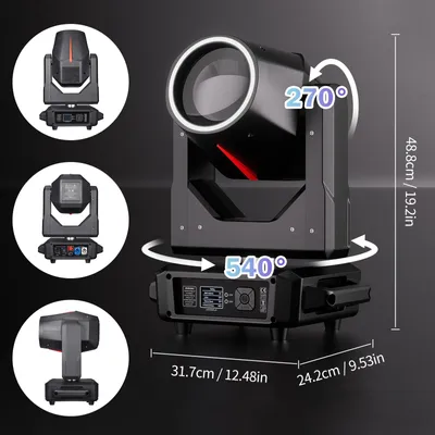 Produktbild von Moving-Head-Bühnenlicht - 14R Beam Moving Head - 295 W - Lichtleiste - 14 Gobos und Farben - DMX-Steuerung - 2er-Set mit EU-Stecker
