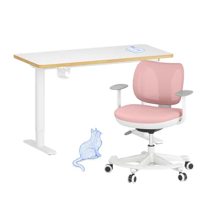 Produktbild von FLEXISPOT Kinderschreibtisch und Stuhl Set, elektrisch höhenverstellbar Schreibtisch, für Kinder ab 6 Jahren, mit 3 Speicherplätzen, Kindersicherung