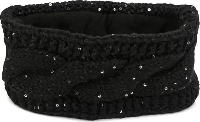 Produktbild von styleBREAKER Damen Stirnband Grobstrick mit Zopfmuster und Pailletten, warmes Fleece Innenfutter, Haarband, Headband 04026002