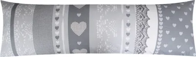 Produktbild von Seitenschläferkissen Bezug, Herzen Anthrazit, 40x145cm - 100% Baumwolle Stillkissenbezug, Renforcé (386-2-B)