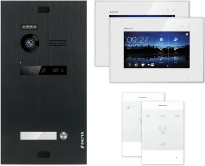 Produktbild von BALTER EVO Schwarz 2-Draht BUS 2x Talk + 1x 7" LCD + 1x 7" LCD WiFi Video Türsprechanlage Set für 1 Familienhaus