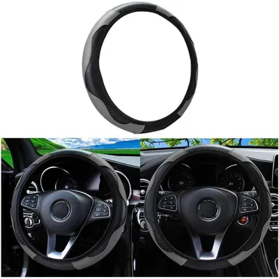 Obrázek produktu pro Potah na volant z mikrovlákna, Imitace kůže, šedá barva, průměr 37-38 cm