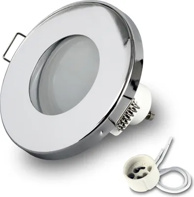 Obrázok produktu pre 1x zapustené bodové svietidlo LED 230V IP44 RIK.6 chróm GU10 7W neutrálna biela