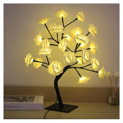 Immagine prodotto di Lampada da tavolo a LED per bonsai, USB, Natale, camera da letto, decorazione, luce notturna da tavolo, bianca, 24 luci, rosa