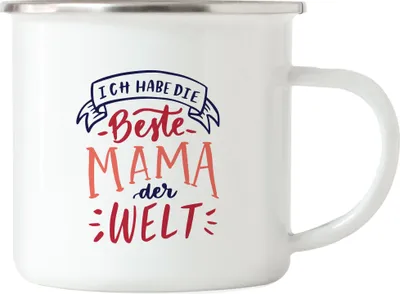 Produktbild von Ich Habe Die Beste Mama Der Welt Emaille Tasse Muttertag Geschenkidee Beste Mutter Lieblingsmama