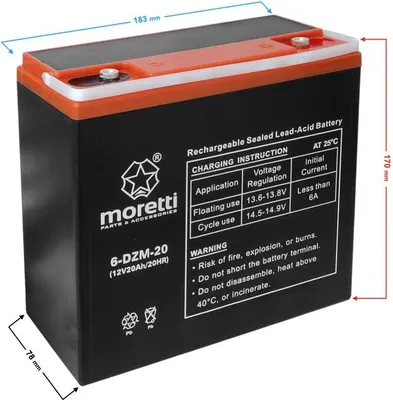 Produktbild von Moretti (Gel) 20Ah 6-DZM-20 12V Elektroroller-Akku
