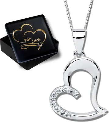 Produktbild von Damen Mädchen Herz Halskette mit Anhänger echt 925 Sterling Silber K612+V11+40cm