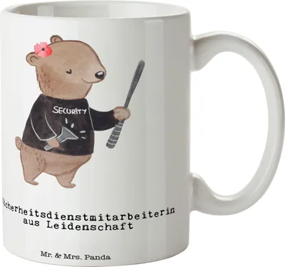 Produktbild von Mr. & Mrs. Panda Keramiktasse Sicherheitsdienstmitarbeiterin Leidenschaft - Weiß - Geschenk, cappuccinotasse, schöne tasse, Becher, Trinkbecher, Kaffeetasse