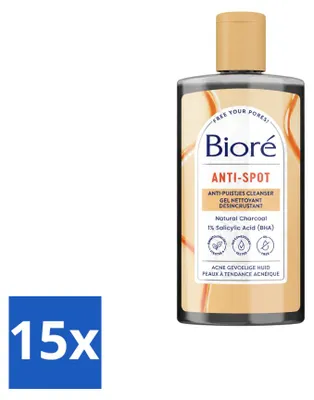 Produktbild von 15 x Bioré Houtskool Anti-Puistjes Reinigingsgel - 200 ml - Vorteilspackung - 15 Stücke