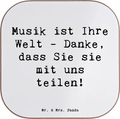 Produktbild von Mr. & Mrs. Panda Tischuntersetzer Spruch Musiklehrer Danke - Weiß - Geschenk, gläseruntersetzer, Aufmerksamkeit, Bedanken, Untersetzer für Gläser, Wertschätzung, Coaster