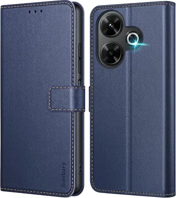 Produktbild von Xiaomi Redmi 13 4G Leder Klapphülle Blau - Magnetverschluss - Standfunktion