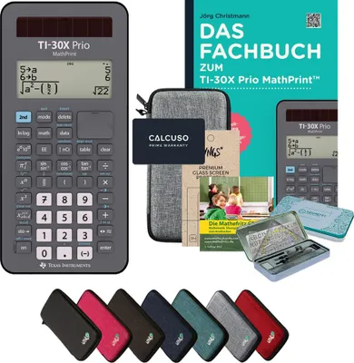Produktbild von CALCUSO Streberpaket Hellgrau mit Taschenrechner TI-30X Prio MathPrint