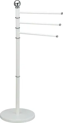 Immagine prodotto di Porta asciugamani MSV con 3 guide mobili per asciugamani da bagno e altri tessili Porta asciugamani in acciaio inox con guide girevoli anche come piccolo appendiabiti, bianco