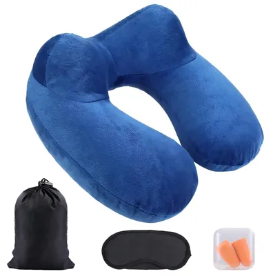 Image de Coussin gonflable ergonomique pour le cou, avec housse lavable