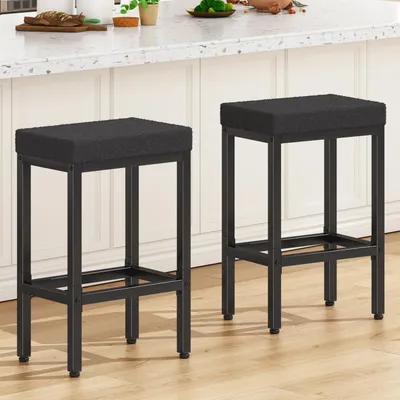 Obrázek produktu pro Sada dvou barových stoliček, výška 66 cm, černá, kovová konstrukce, bez opěradla