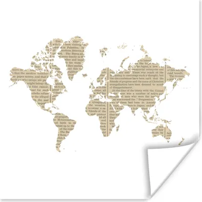 Produktbild von MuchoWow® Poster Weltkarte - Zeitung - Weiß 100x100 cm - Babyzimmer