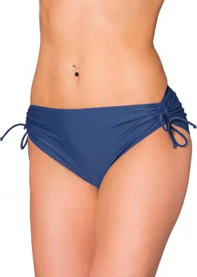 Produktbild von Aquarti Bikinihose Damen mit Raffung – Bikinihosen für Damen mit Bindebändern, schnelltrocknend, Farbe: Dunkel Jeansblau, Größe: 36