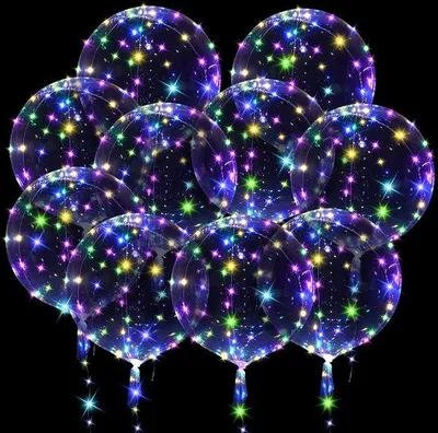 Imagen del producto de Globos LED reutilizables para fiestas, 61 cm, 10 unidades, sin helio, que brillan en la oscuridad y con efectos de luz de colores