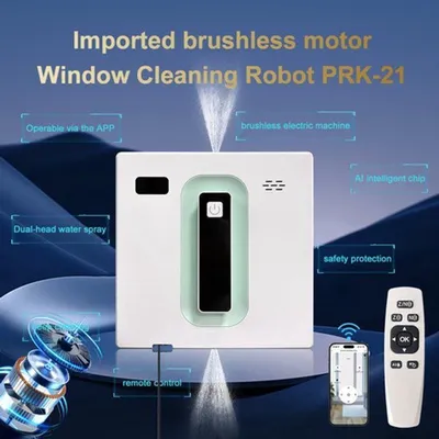 Image de Robot nettoyeur de vitres - Nettoyeur de vitres automatique - Système de pulvérisation à double voie - Moteur sans balais - Blanc