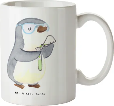 Produktbild von Mr. & Mrs. Panda Kaffeetasse Chemielaborant Herz - Weiß - Geschenk, Labor, Pott, Studium, Tasse, Teetasse, schöne, Experiement, Forschung, Naturwissenschaftler, haferl