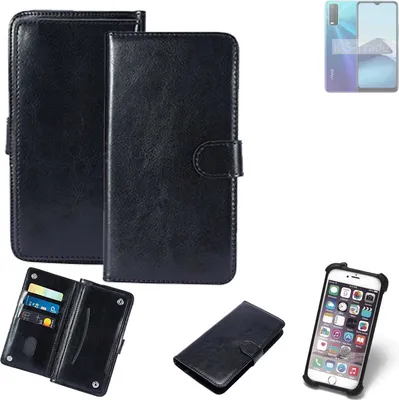 Produktbild von K-S-Trade 360° Hülle kompatibel mit Vivo Y20s schwarz Kunstleder Case BookCase WalletCase Kunstlederederhülle Handyhülle, Rundumschutz Bumper (1x)