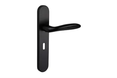 Produktbild von Lavuzo Türgriff Benevento Schwarz mit abgerundetem Schild SL56 - Pro Set