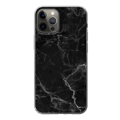 Produktbild von MuchoWow® Handyhülle Schutzhülle Hülle für iPhone 12 Pro Marmor - Schwarz - Weiß - Textur - Marmoroptik Silikon Softcase Handy Hülle - Abdeckung