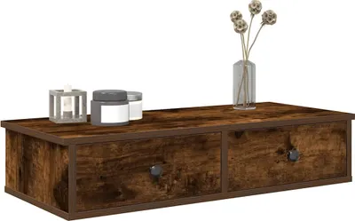 Produktbild von Möbel Wandregal mit Schubladen Räuchereiche 80x31x17 cm Holzwerkstoff - Wandregale &29551