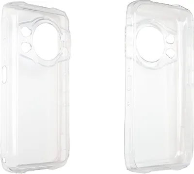 Two clear phone cases are shown side-by-side against a white background.